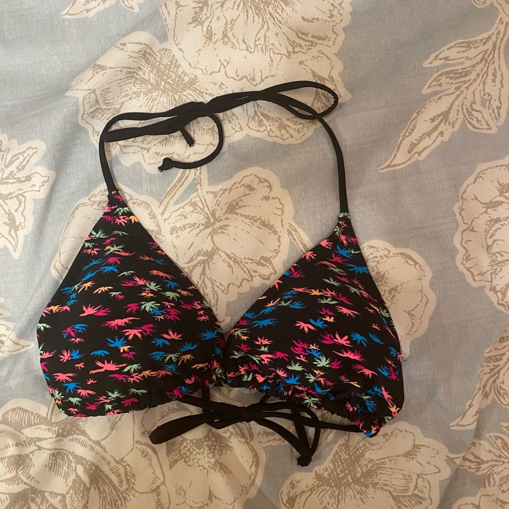 Black and multicolored Bikini Top